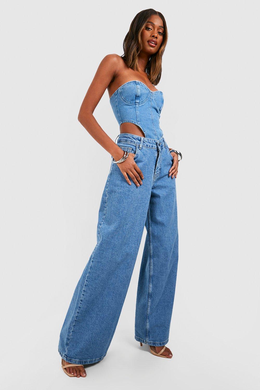 Boohoo wide clearance leg jeans